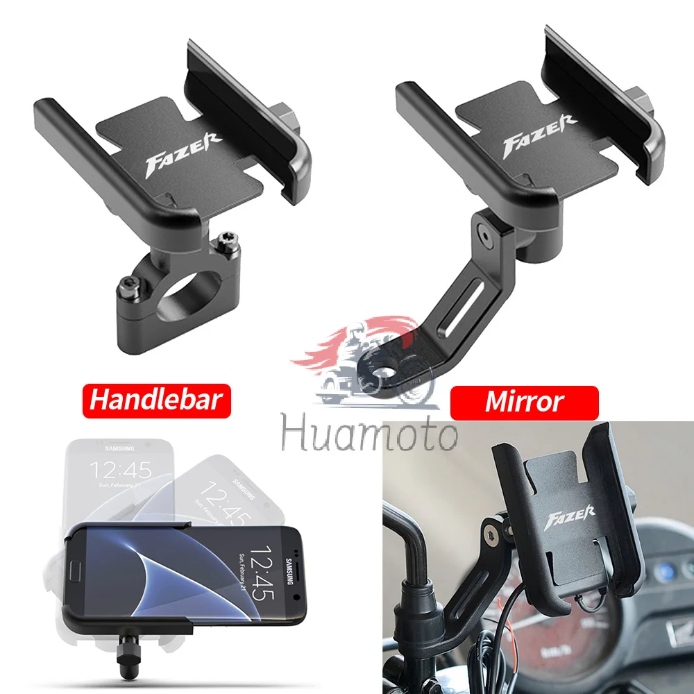 Logo For YAMAHA FAZER 150 250 600 1000 FZ1 FZ6 FZ8 FZ15 Motorcycle Accessories Universal Handlebar Mobile Phone Holder