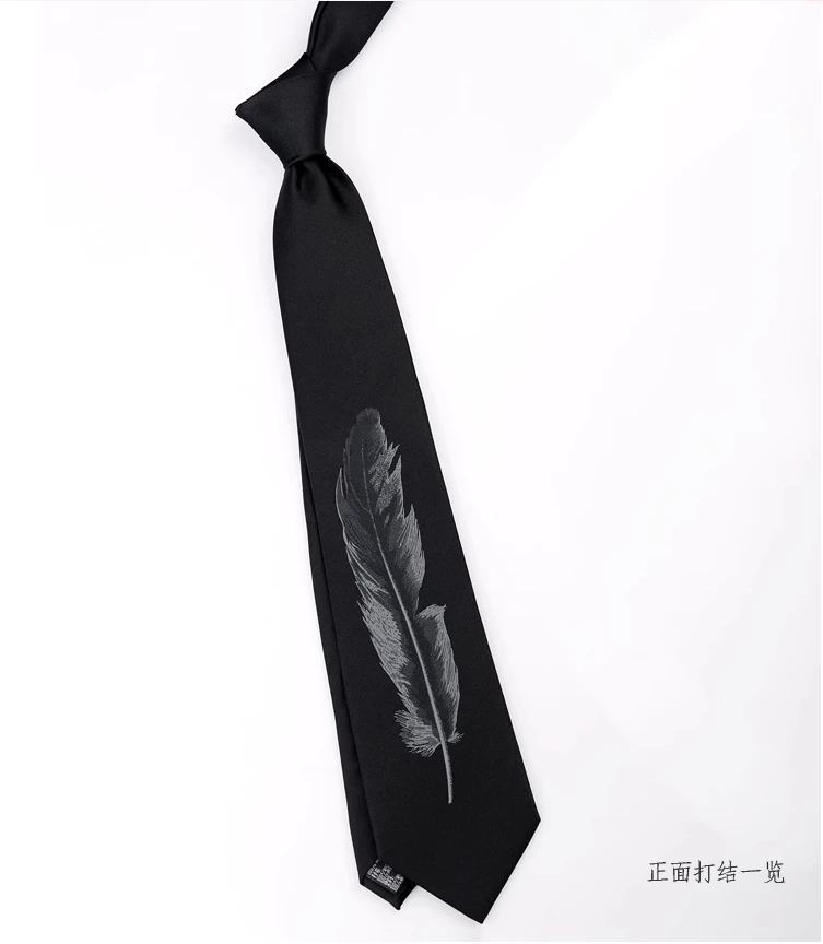 Gwarantowany 100% jedwabny krawat męski elegancki styl retro czarny wzór z piór biznes i wypoczynek profesjonalny strój formalny krawat 8CM
