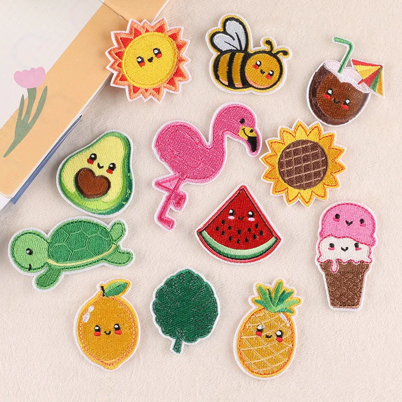 Food Hamburg Fruit Cute Cartoon Embroidered Accessories Badge Cloth Sticker Patch Sewing Iron-on Transfers for Clothing Bag Hat