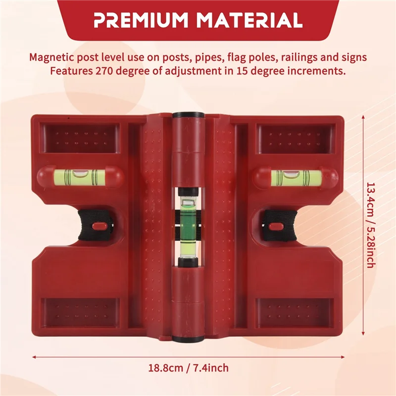 A58Z Spirit Level,Magnetic Post Level Tool Folds For Storage,Cross Check Bubble Level(Pack Of 4)