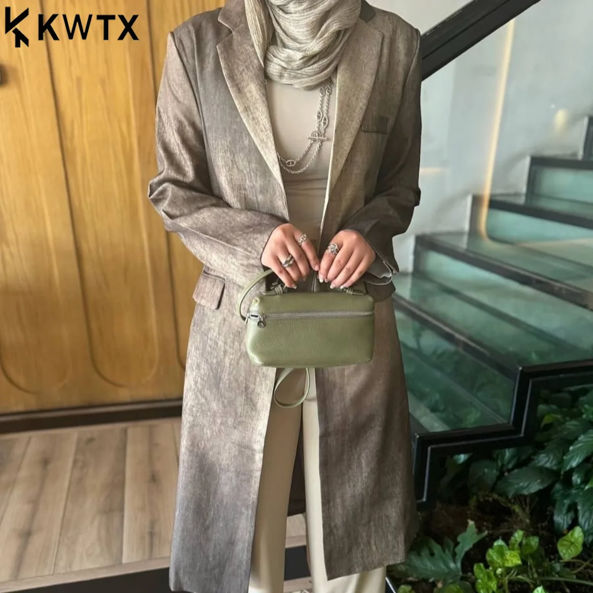 

KWTX 2025 Fashionable windbreakerWholesale new European and American cross-border women's casual street fashion tiedye long coat