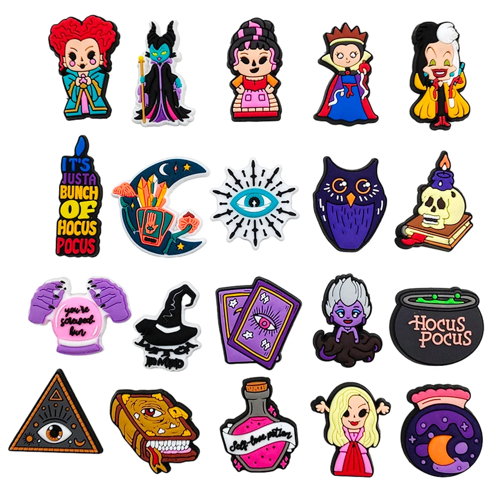 

20pcs/set Shoe Charms Funny PVC Shoe Accessories Cartoon Fashion Decorations For Women Men Children Unisex Gifts Witch Series