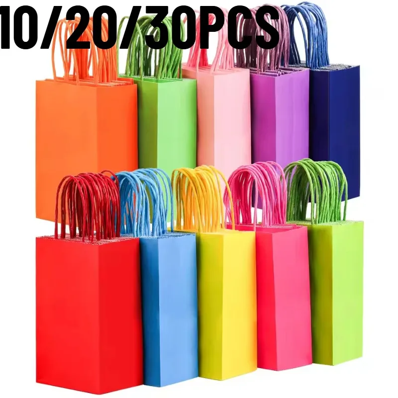 10/20/30 pièces sac à main coloré avec poignée Snack cadeau sac de bonbons cadeaux d'anniversaire compagnons de mariage emballage de bonbons de mariage