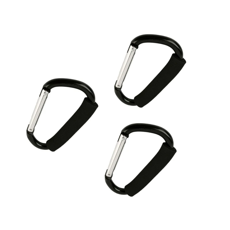 3Pcs Aluminum Alloys Sponges Shopping Hook D Carabiner Large Stroller Clip Sponge Mountaineering Buckles