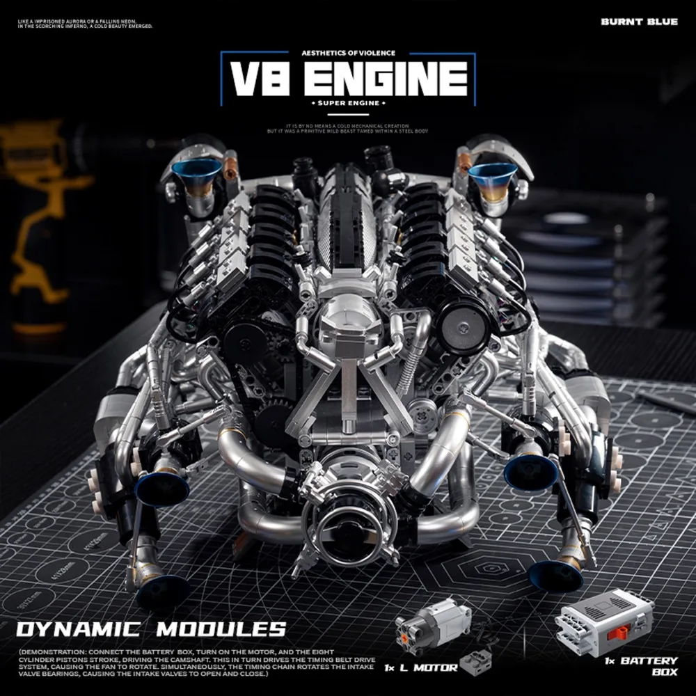 MOC المكبس التقني 8-اسطوانة المحرك 2773 قطعة اللبنات الكهربائية محاكاة لعبة مجسمة تجميع مجموعة للأطفال Aldult #3