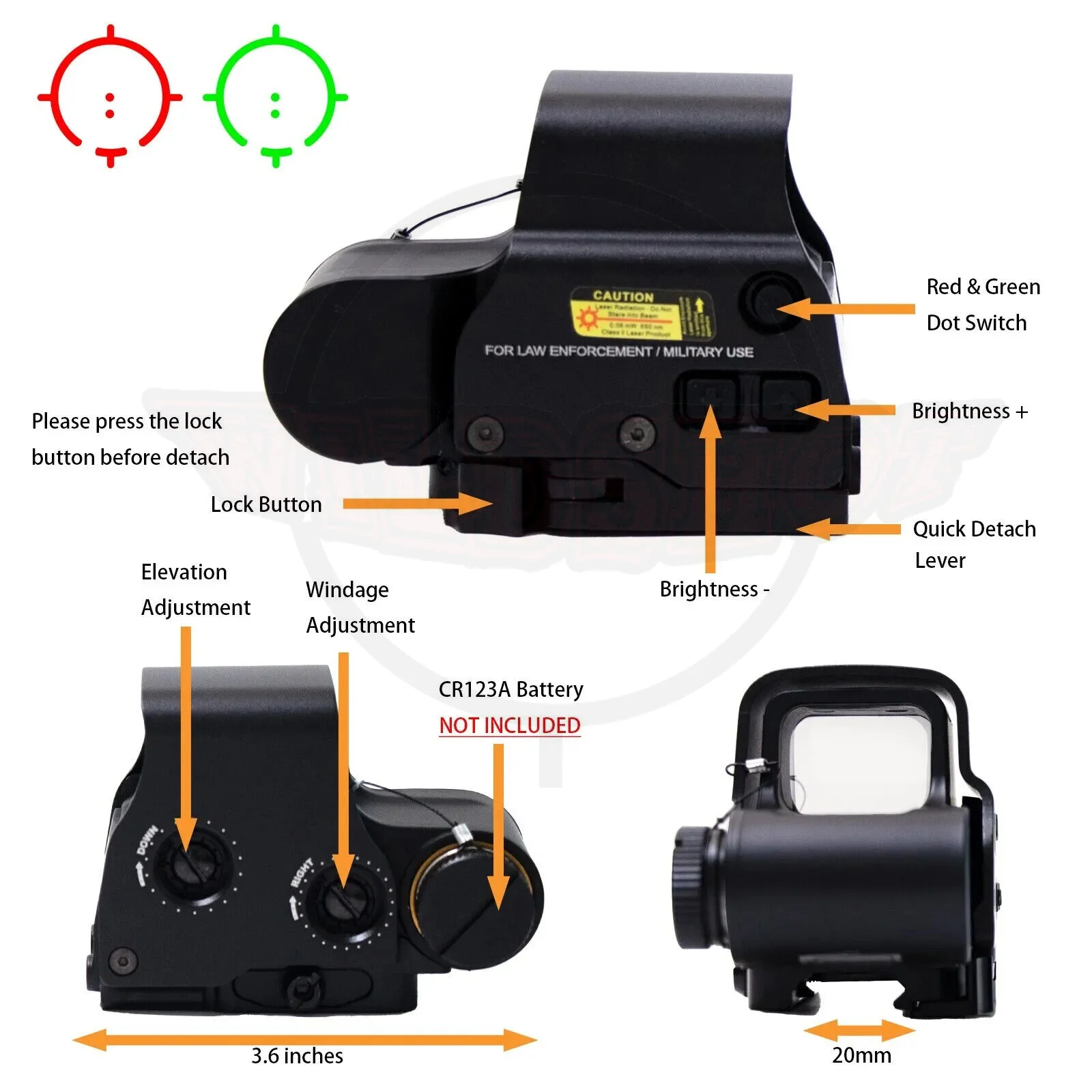 558+G33 رؤية عاكسة ثلاثية الأبعاد منظر بصري نقطة حمراء مع مجموعة مكبر G33 3X Airsoft #4