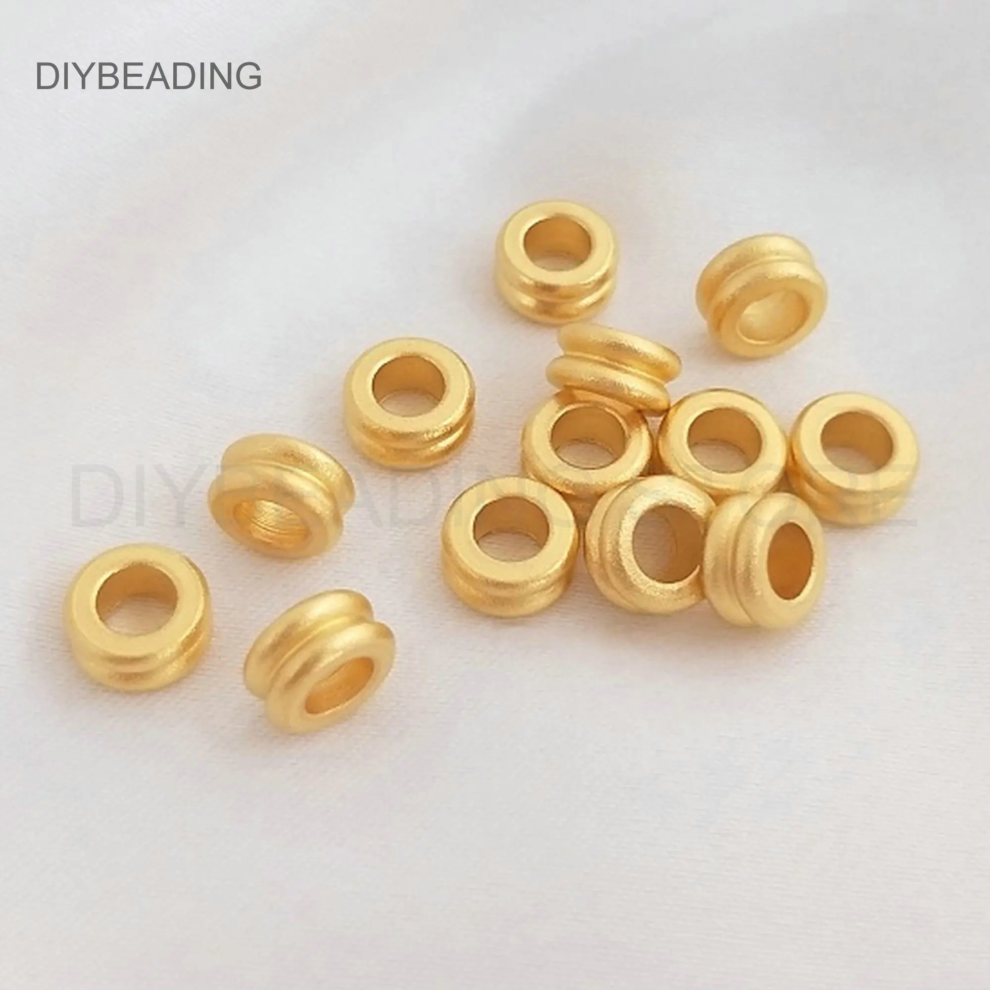 

Large Hole Beads for Jewelry Making Shiny Gold Plated Rondelle Spacer Beads Bulk Supply Double Layer Loose Beads Wholesale (6mm)