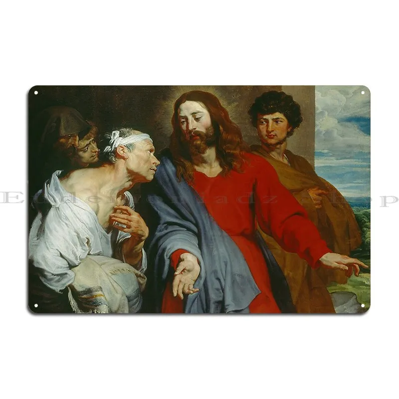 Vintage Anthony Van Dyck Christ Healing The Paralytic 1619 Fine Art Metal Plaque Wall Designer Club Bar Club Tin Sign Poster