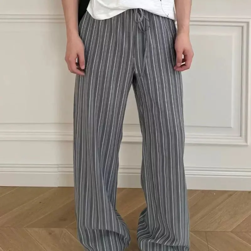 Designer Striped Contrasting Wide-leg Pants Retro Loose Drape Mopping 2026 Summer Versatile Models
