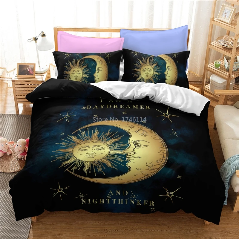 The Moon Sun Space Mandala 3D Printed Duvet Cover Pillowcases Twin Full Queen King Size Bedding Set Bed Linens Bedclothes