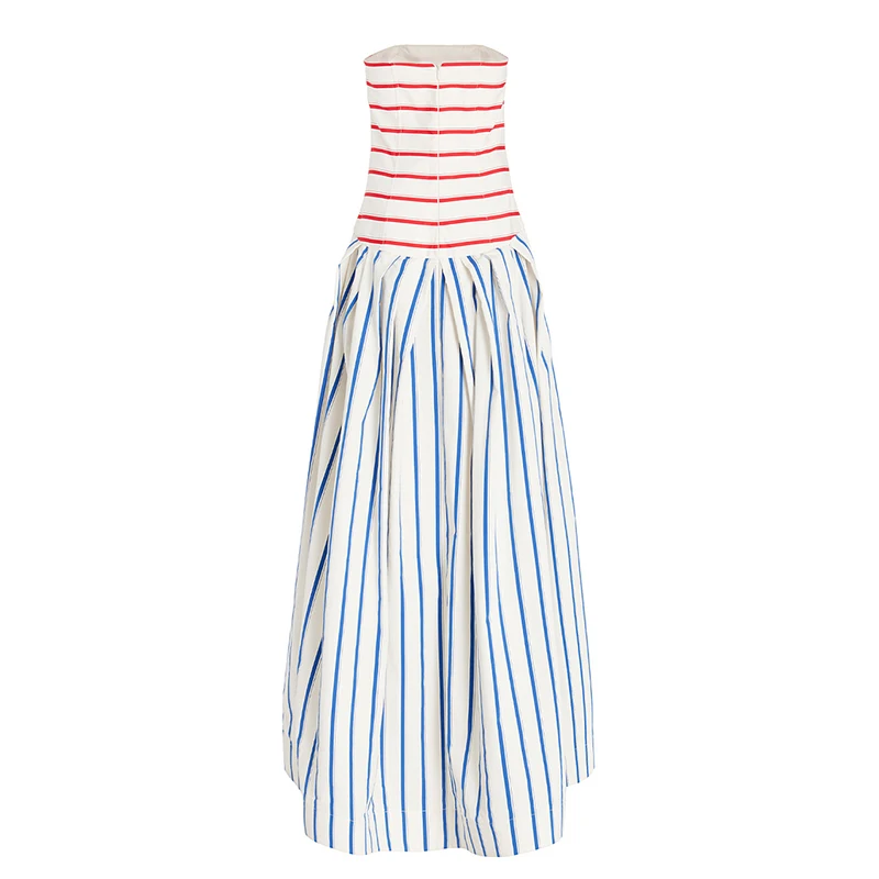 Flaxmaker Fashion Womens Dresses Casual Women Striped Print Sling Maxi Dress Round Neck Sleeveless Long Dress Vestidos Dresses - Image 6