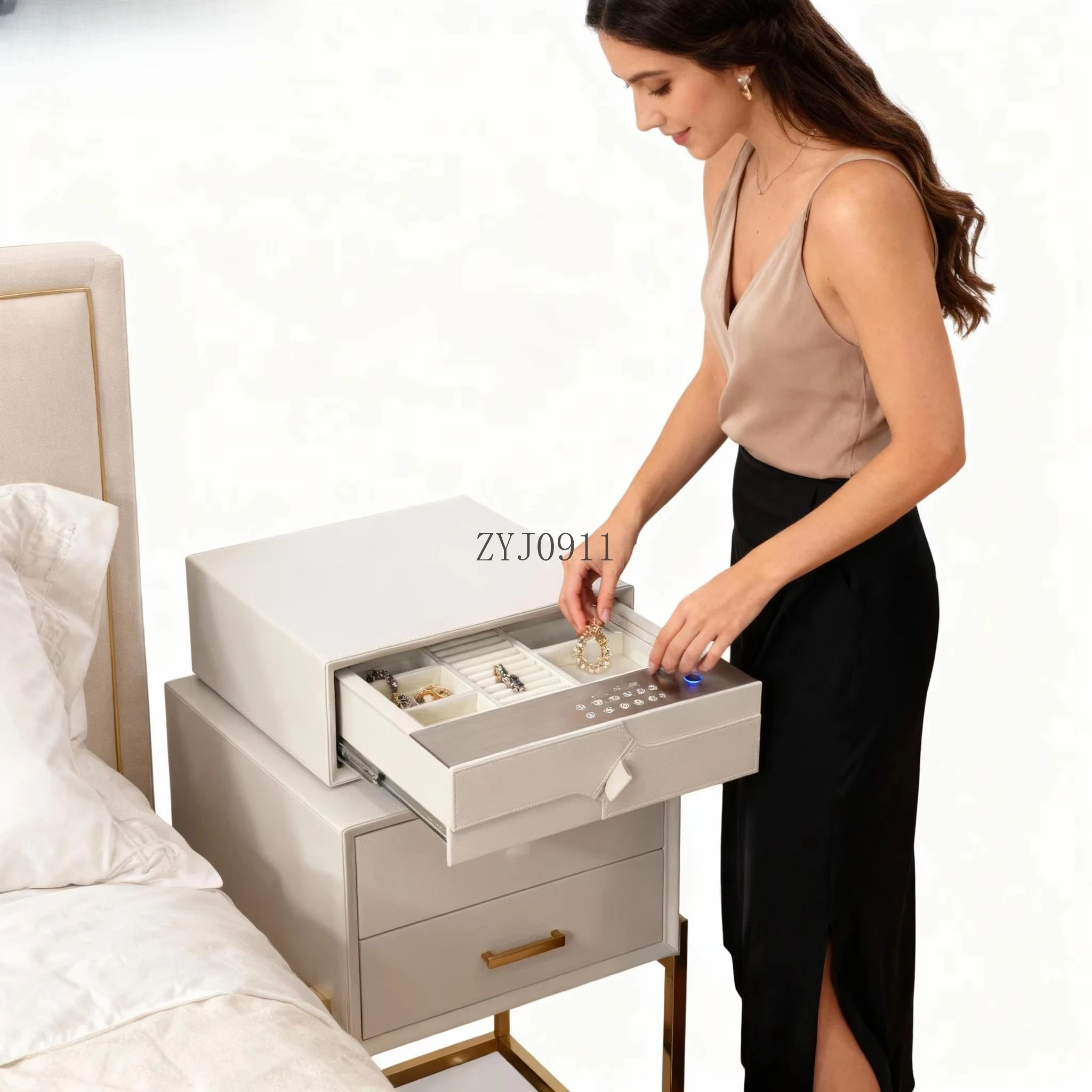 Machinesleutel Ontgrendel vingerafdruk Wachtwoord Lade Oplaadbare batterij Hotelveilige kledingkast