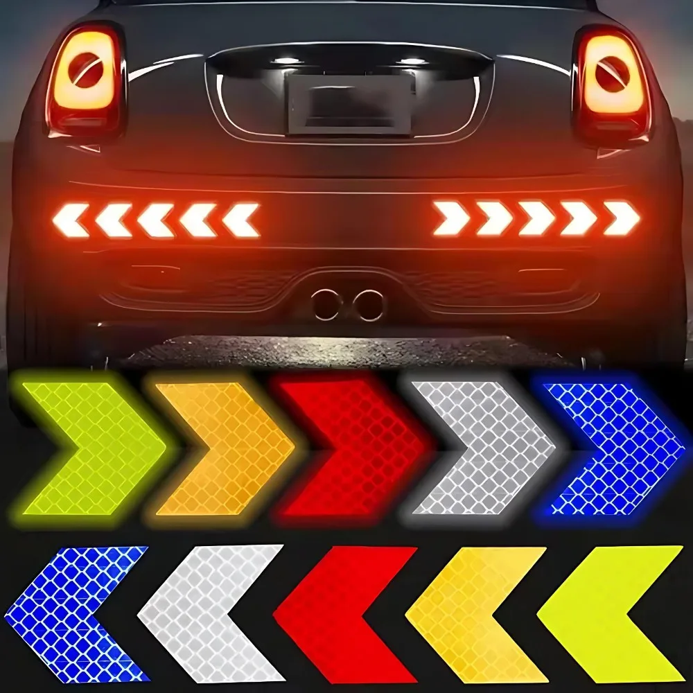10Pcs/Set Reflective Sign Tape Warning Safety Sticker for Car Bumper Trunk Reflector Hazard Tape Motorcycle Accessories