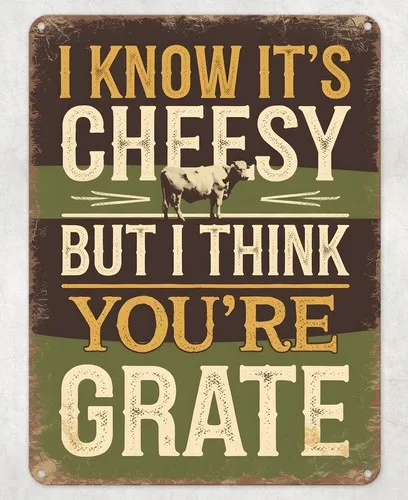 I Know It's Cheesy Grate Metal Poster Wall Tin Sign Man Cave Shed Home Plaque --Tin Sign