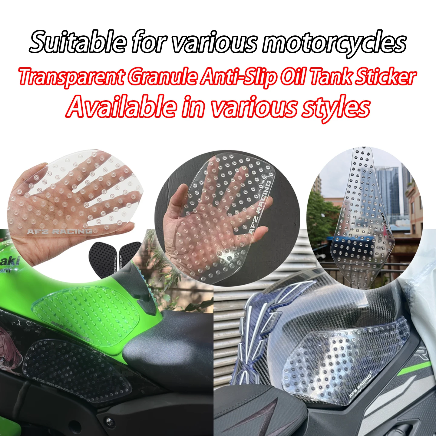 Universal Motorcycle Fuel Tank Traction Pad Rubber Transparent Non-Slip Sticker Heat Insulation Protective Tank Grip Side Sticke