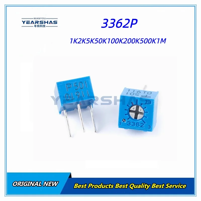 50PCS 3362P Series Resistance 101 201 501 102 202 502 103 104 Trimpo Trimmer Potentiometer 3362 500R 1K 2K 5K 10K 20K 50K 100K