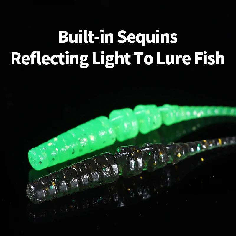 LINNHUE 50PCS Fishing Lures Micro-object Soft Bait Floating Water Multi-section Needle-tailed Worm Plus Fishy Root Fishing False