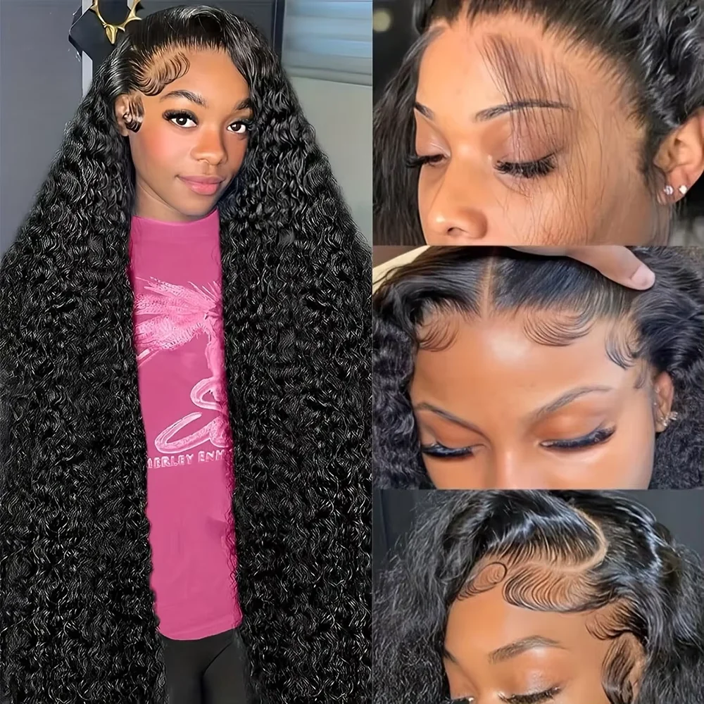 42 بوصة موجة عميقة مجعد الدانتيل الباروكات الأمامية 13x4 13x6 HD الدانتيل الباروكة الأمامية موجة المياه 7x6 خصلات الشعر المستعار الإنسان غلويليس للنساء 220%