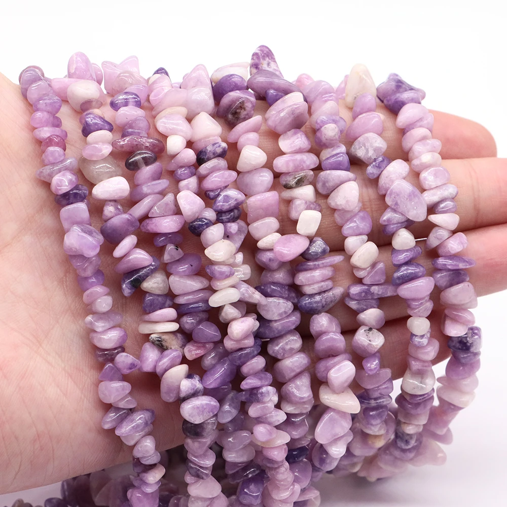 

Natural Irregular Lilac Lepidolite Stone Beads Gravel Chips Loose Spacer Beads for Jewelry Making DIY Bracelet Necklace 5-8mm