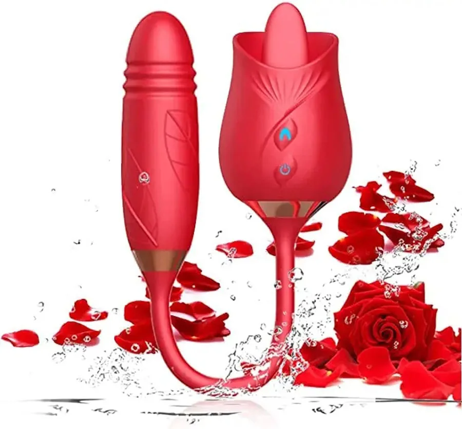 

Rose Sex Toy for Women -Rose Sex Toy with Tongue Licking Vibrator for Women G spot Nipple Stimulation, Rechargeable Vibrating Ma