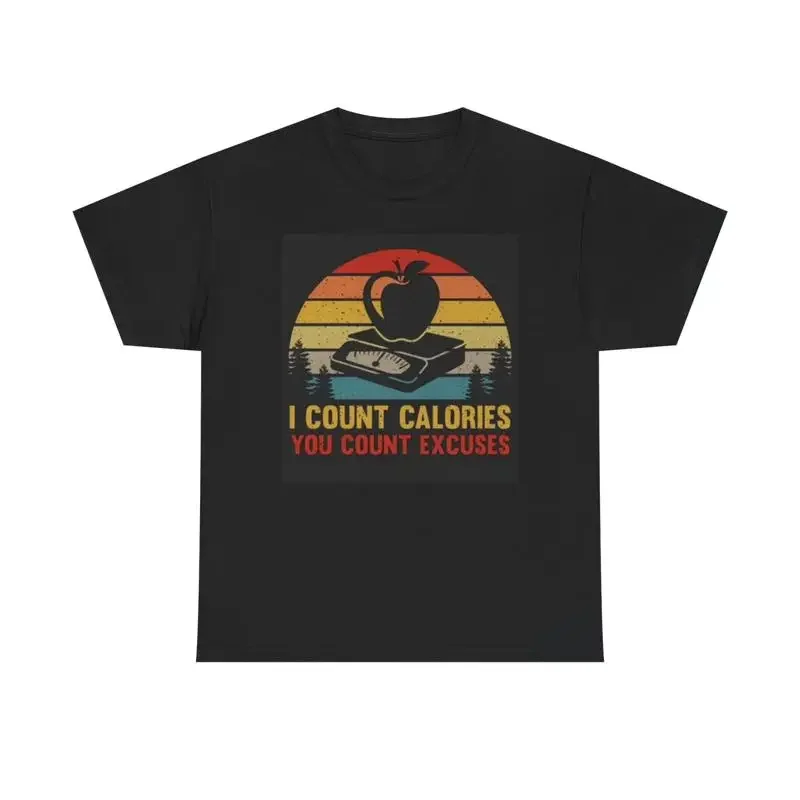 I Count Calories T Shirt Gym Gear Heavy Cotton