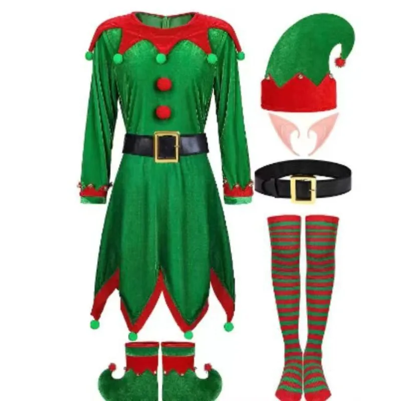 

Christmas Children's Clothing Boys and Girls Parent-child Cosplay Cute Green Elf Kindergarten Costumes