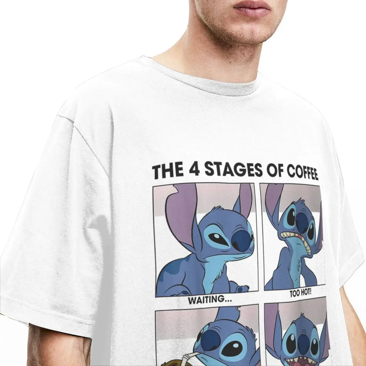 Stitch Pattern Funny Cartoon T Shirt Merchandise for Men Women Cotton Casual Tees Short Sleeve Clothes Gift Idea