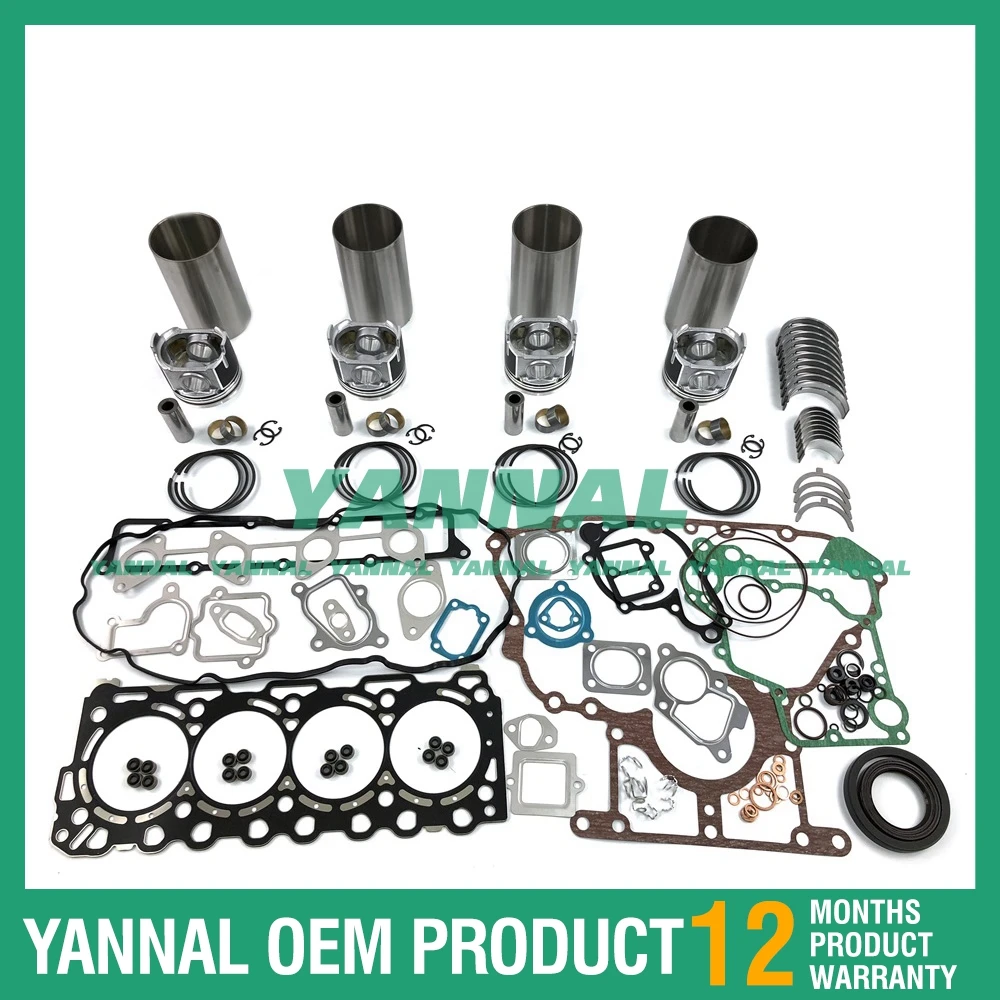 

Cylinder Liner Kit With Gasket Set Bearing For Kubota KX183 Excavator Engine Parts