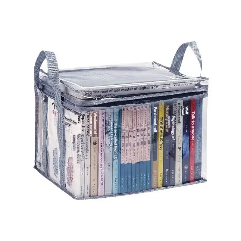 Foldable Portable Transparent Book Organizing Box Student Classroom Dormitory Household Large Capacity Textbook Storage Bag
