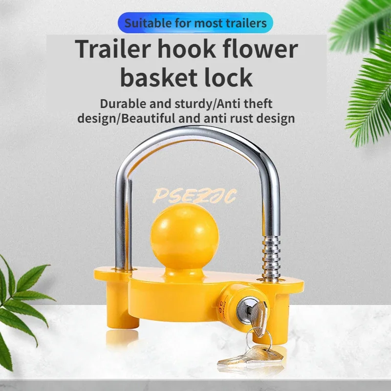 Car Trailer Hook Lock Yacht RV Connector Trailer Hook U-shaped Ball Cover Flower Basket Lock Aluminum Alloy Anti-theft Lock