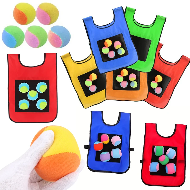 Sticky Vest Soft Ball Set Colorful Team Sports Vest Group Exercise Athletic Training Recreational Props Party Games Supplies ZYF