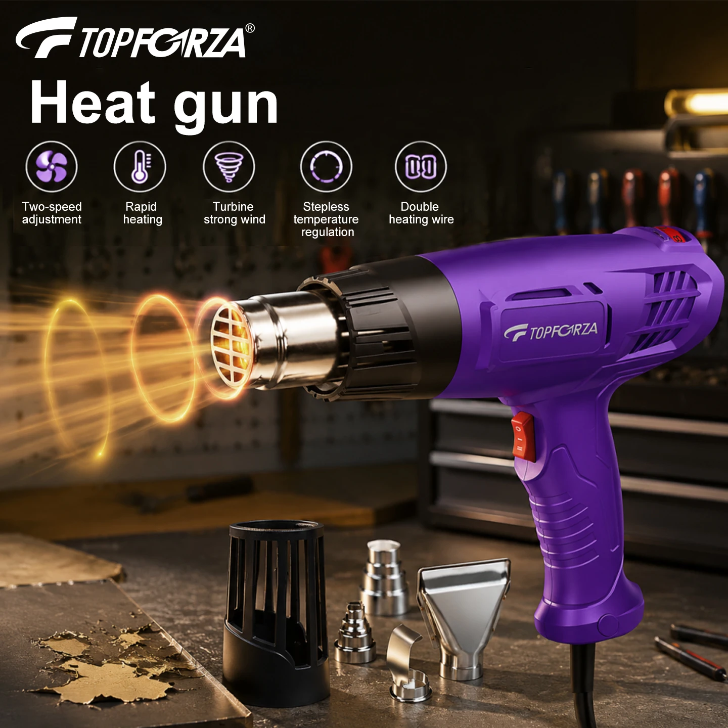 HEAT GUN 1200W Hot Air Heating Gun Kit with  Variable Temp Control for Crafts, Shrink Wrap