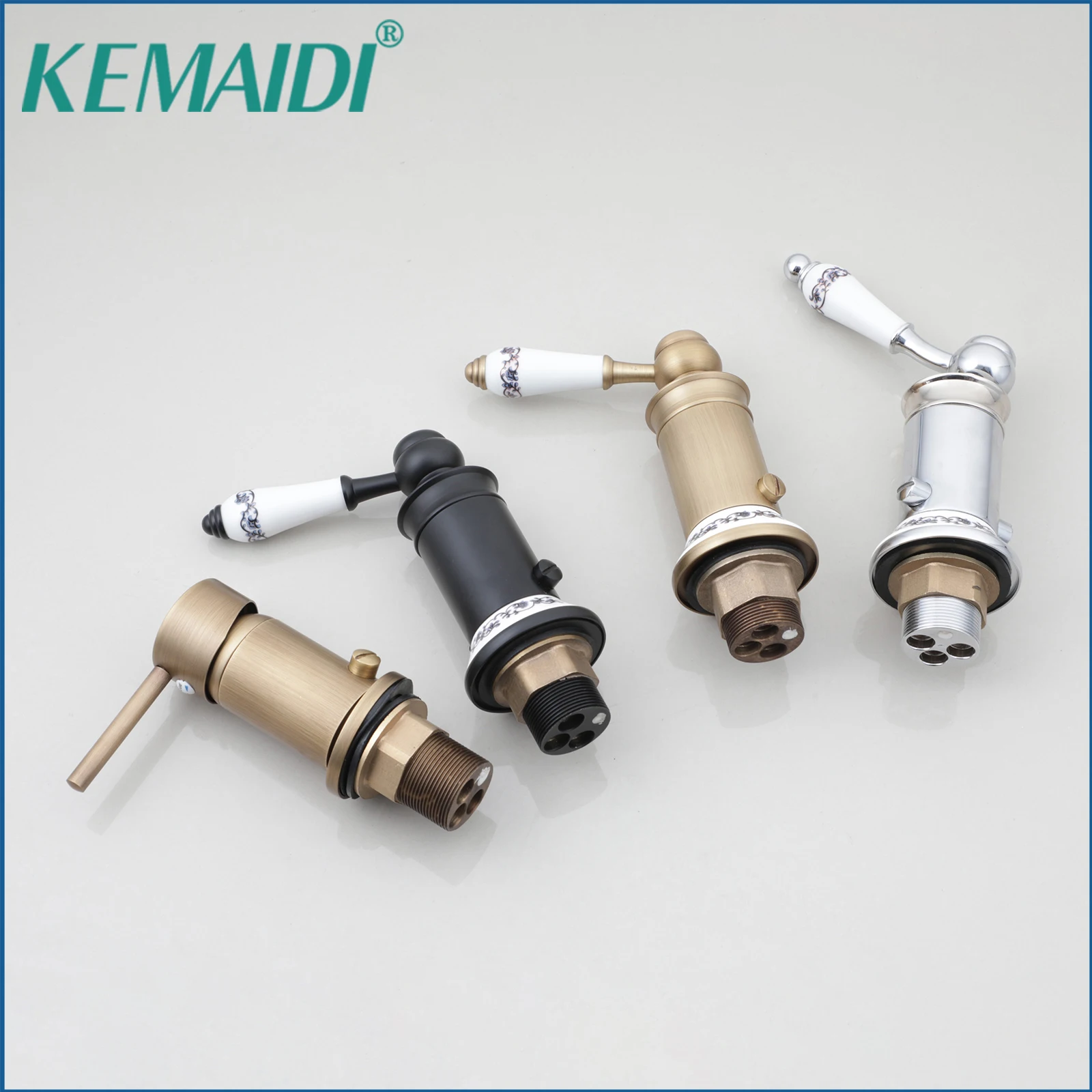 KEMAIDI Black  Basin Sink  Faucet Cylinder Bathrom Mixer Tap Chrome Finished Deck Mounted One Hadle Counter Top Sink Faucets