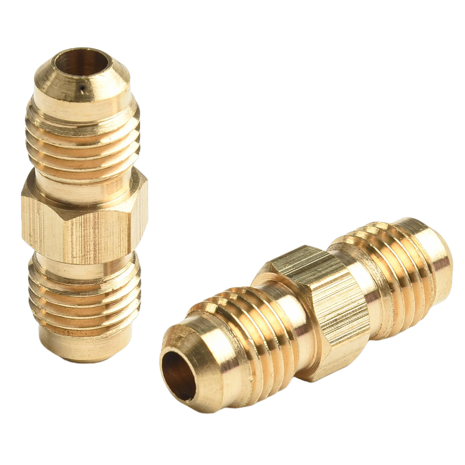3pc Gas Hose Connectors Brass 1/4 Left Double Nipple Coupling with 14 Left Hand Thread Nut for Propane and Gas Hose Use