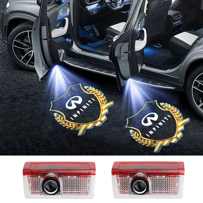 2PCS Welcome Lamp with Wire for Infiniti Q30 QX30 2016-2019 Laser Car Door Projector Ghost Led Light Interior Styling Accessory