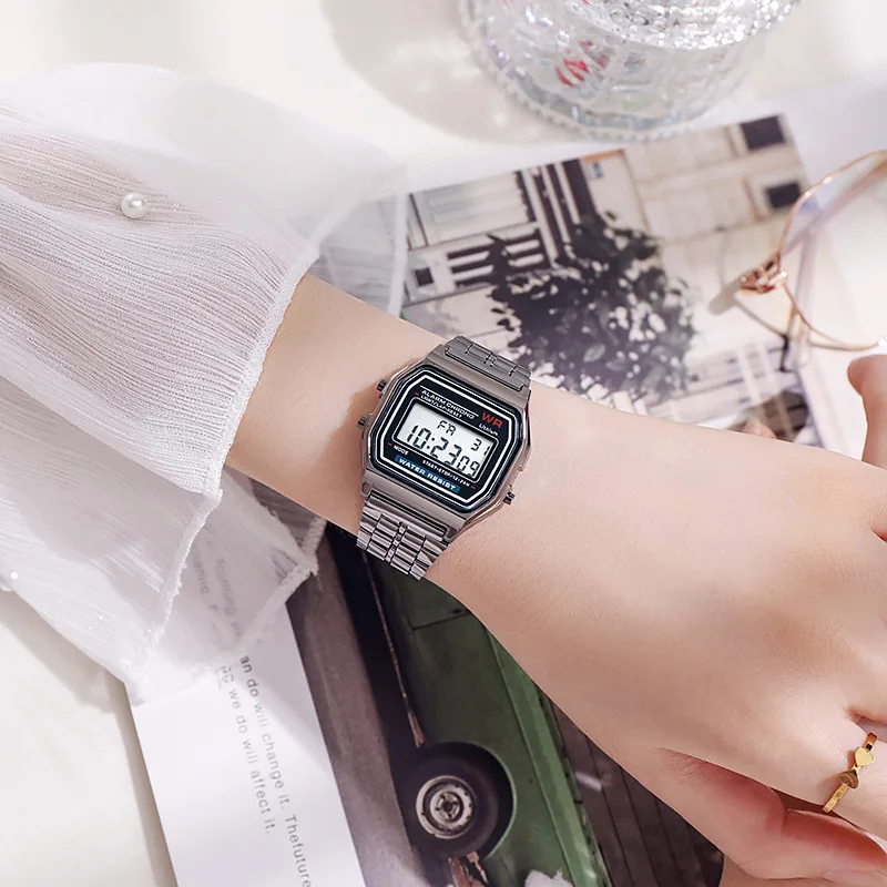 New Vintage Metal Square Kids Watch Sports Multi-Function Waterproof Women Watches for Men Wristwatch Ladies Retro Style Clock gallery 4