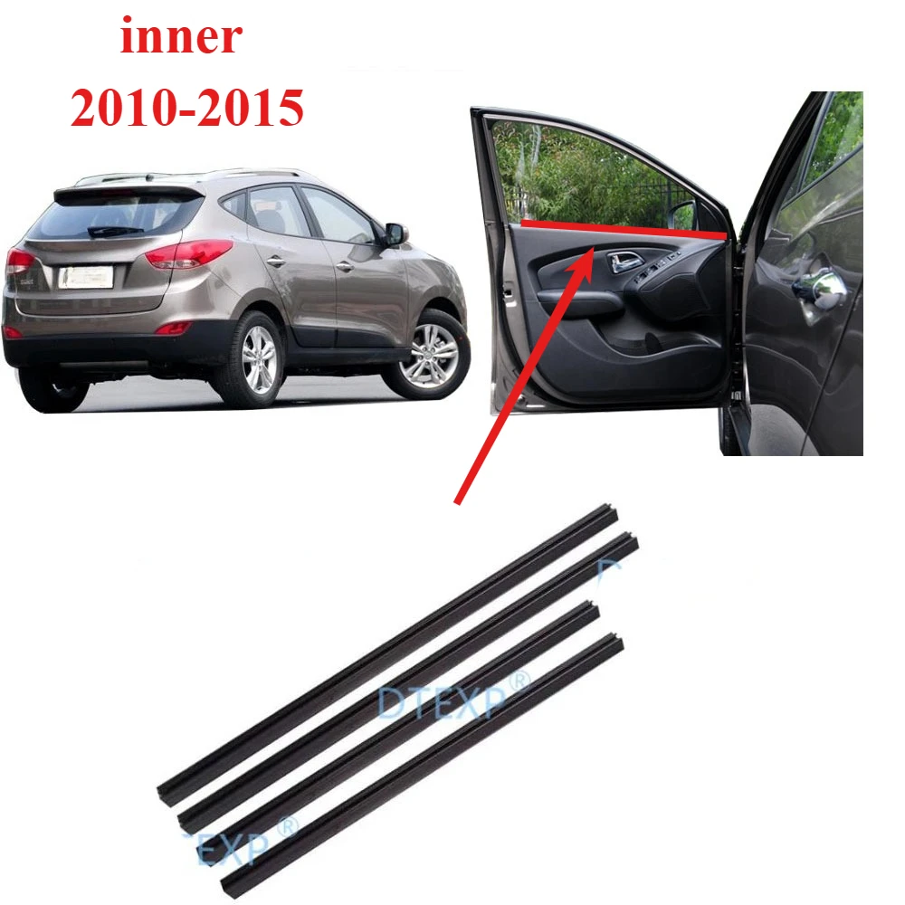 4 Pieces Inner Windows Glass Rubber for Hyundai IX35 82231-2S000 Weatherstrip for Tucson LM 2nd 2010-2013 Protector