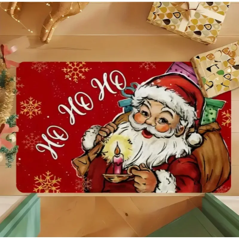 Santa Claus Hohohoho Doormat with Santa Claus Holiday Floor Mat Suitable Red Green Front Doors Holiday Home Decoration Christmas