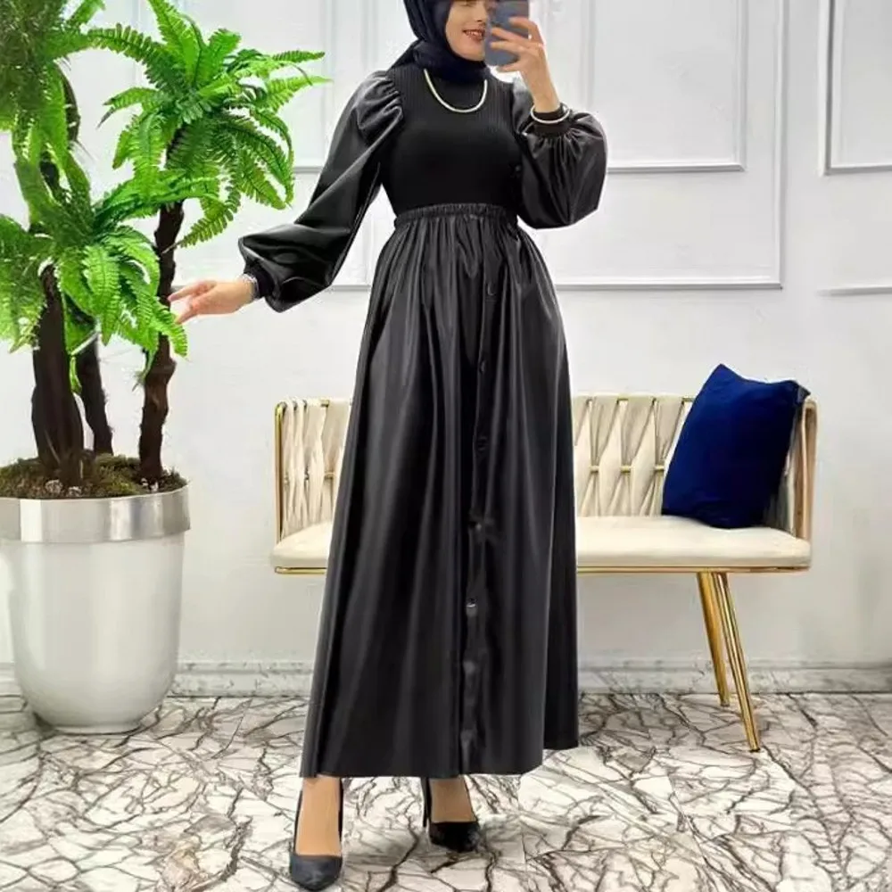 

Elegant African Dresses For Women 2024 New Fashion Long Sleeve Black Maxi Long Dress Casual Loose Solid Beach Vestidos Robe