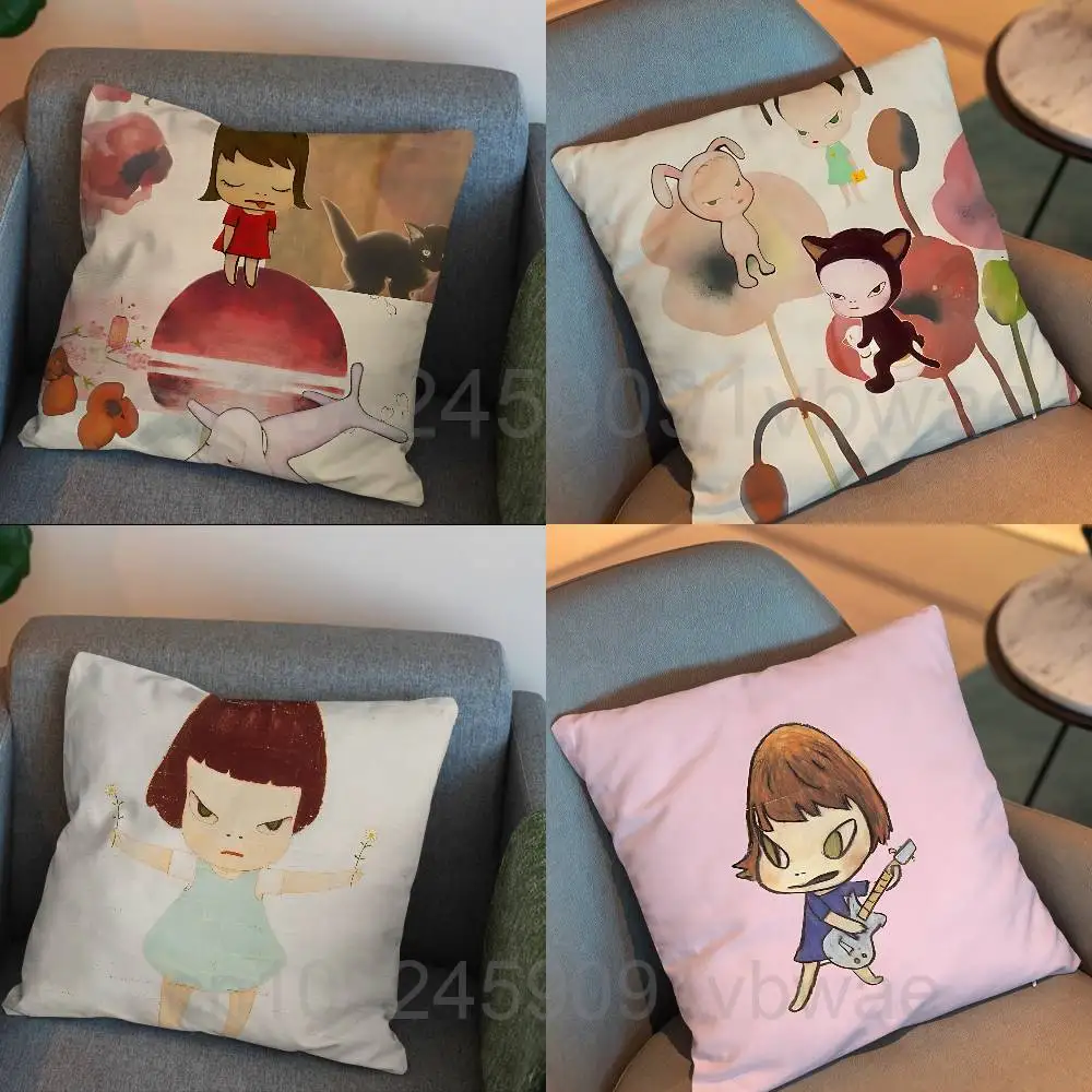 

Art Popular Yoshitomo Nara Pillow Case Sofa Living Room Bedroom Headboard Backrest Cushion Square Cushion Nap Time
