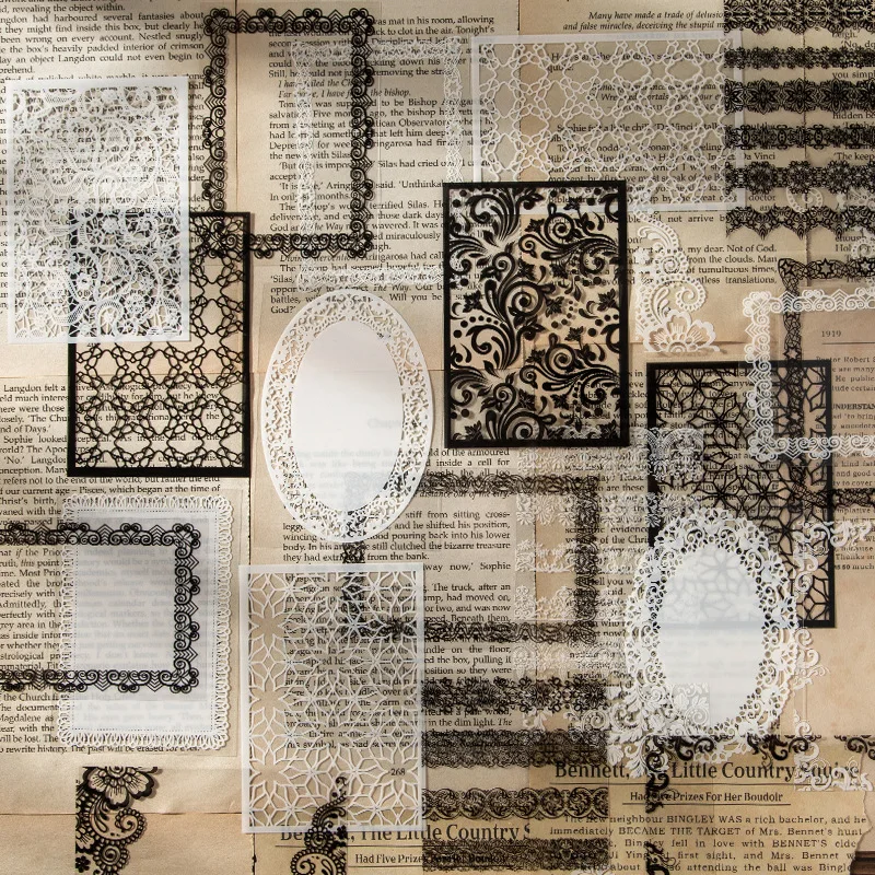 Schöne Büro- und Schulbedarfsmaterialien, Lace Illusion Series, Material: PET-Aufkleberbuch, 30 Blatt, Ketchup Girl Lace Primer, 6 Stile, Kawai