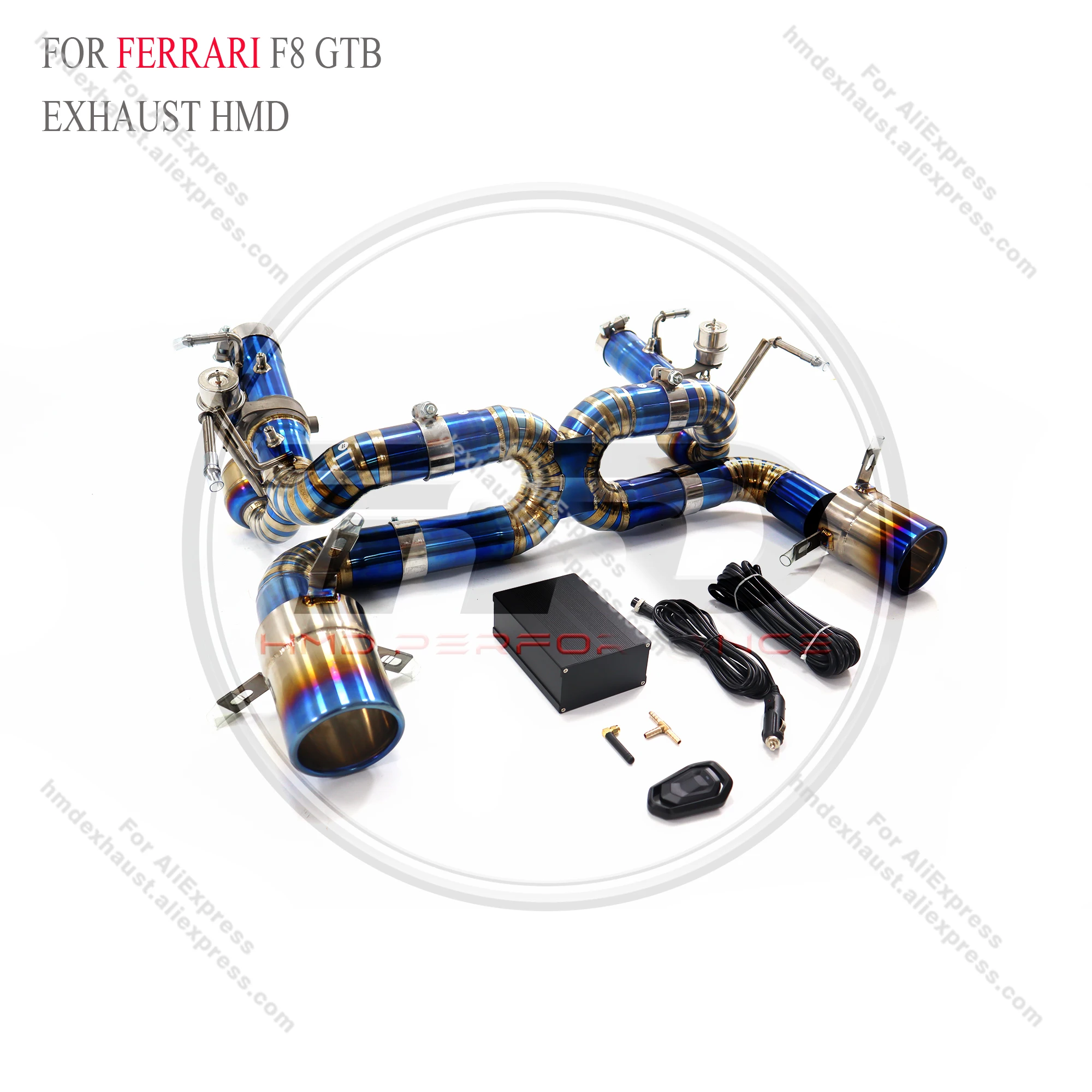 

HMD High Quality Catback For Ferrari F8 GTB Titanium Alloy Exhaust System Muffler Vacuum Valve Muffler Tips Racing Pipe