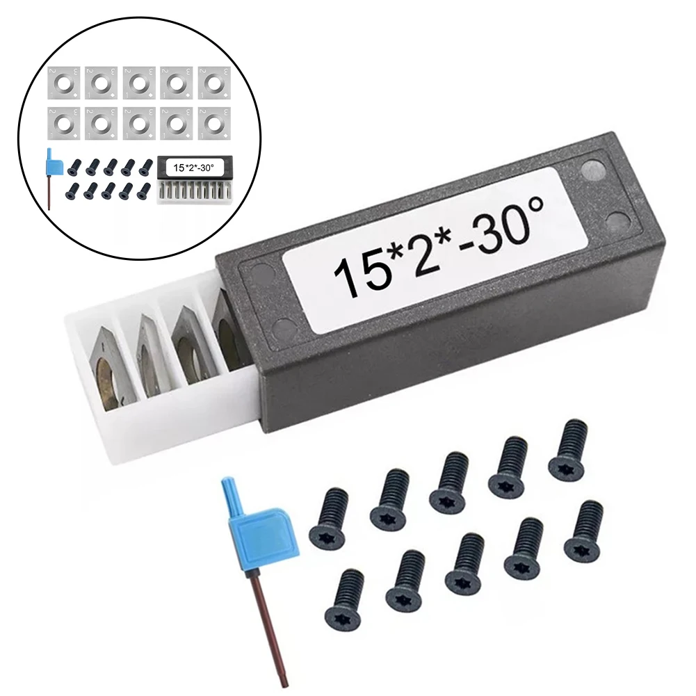 10pcs 15mm Square Carbide Inserts for Turning Straight Profiles and Near 90 Degree Internal Angles in Wood Processing