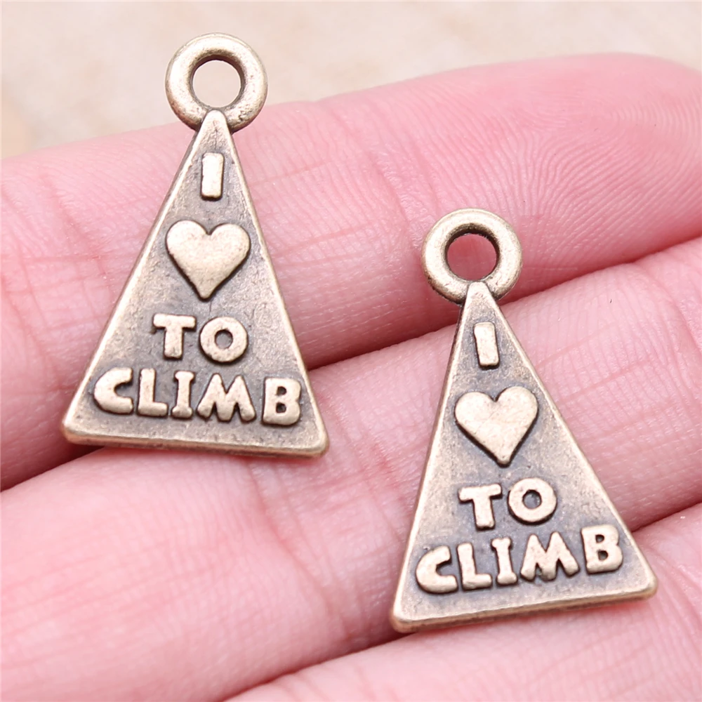 WYSIWYG 10pcs Charms 26x16mm I Love To Climb Pendants For DIY Jewelry Making Jewelry Findings Antique Bronze Color Alloy Charms