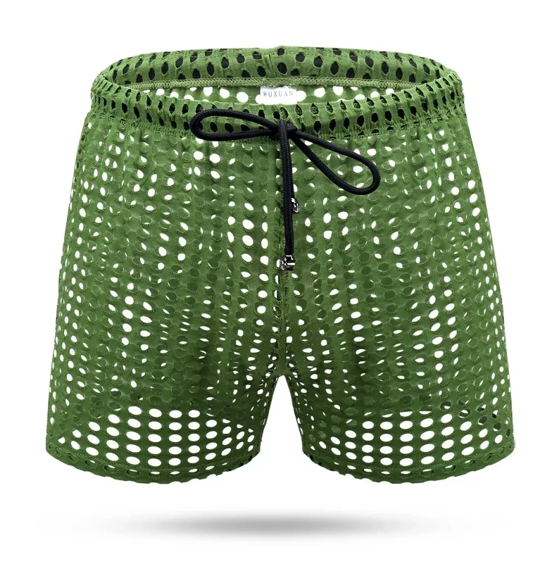 Summer Men Beachshorts Quick Dry Swim Briefs Sexy Mesh Gay Swimwear Trunks Surf Board Shorts Wear Bermuda Swimsuit