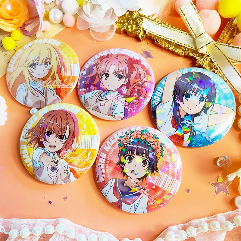 Insignia Láser de Railgun Anime, Accesorios de Decoración para Ropa y Mochilas, Regalo de Misaka Mikoto, Shokuhou Misaki, Shirai, Kuroko