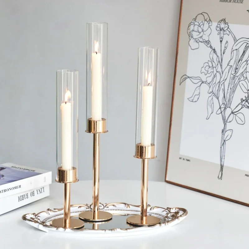 Glass Hurricane Candle Holder Set of 3 Candlestick Candle Holders Glass Cover for Wedding Centerpieces for Tables Home Decor