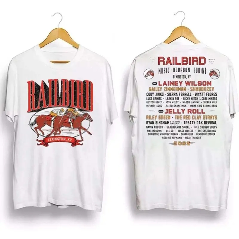 

Фестиваль Railbirdddd, белая футболка Lineup размером 31 и 1 июня 2025 г.