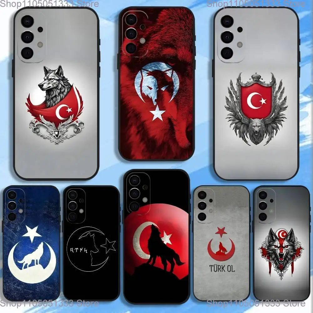 

Turkic Wolf-Inspired Turkish Flag Phone Case For Samsung S25,S24,S21,S22,S23,S30,Ultra,S20,Plus,Fe,Lite,5G Black Cover