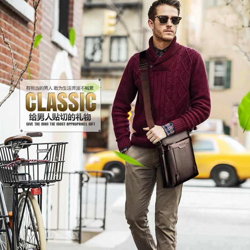 Shoulder Bag Male Porter Briefcase PU Leather Crossbag Casual Messenger Business Designer Commuting Crossbody Side Bag For Men